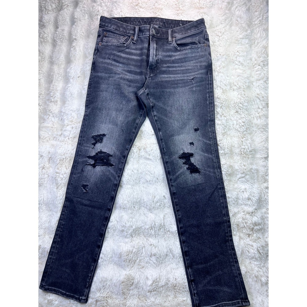American Eagle Airflex 360 Skinny Distressed Jeans Black 32x32 Mens A33